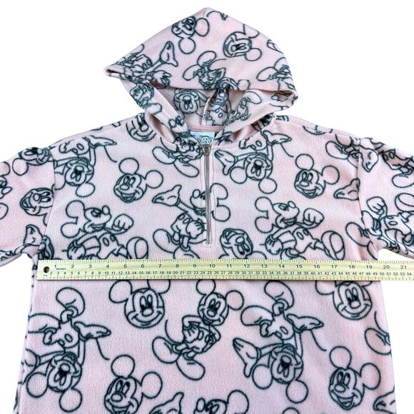 Disney Mickey Mouse Hoodie Women Size Small Pink Blush Cozy 1/4 Zip Fleece Top - Picture 12 of 12